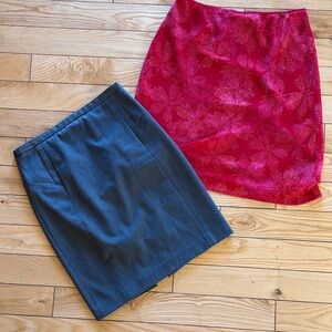 Express Women's Pencil Skirt Duo in Charcoal and Crimson